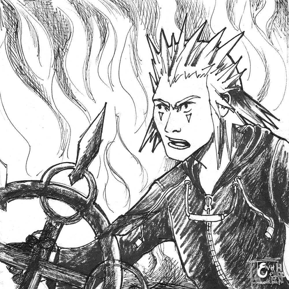 Axel, de Kingdom Hearts tout feu tout flamme.