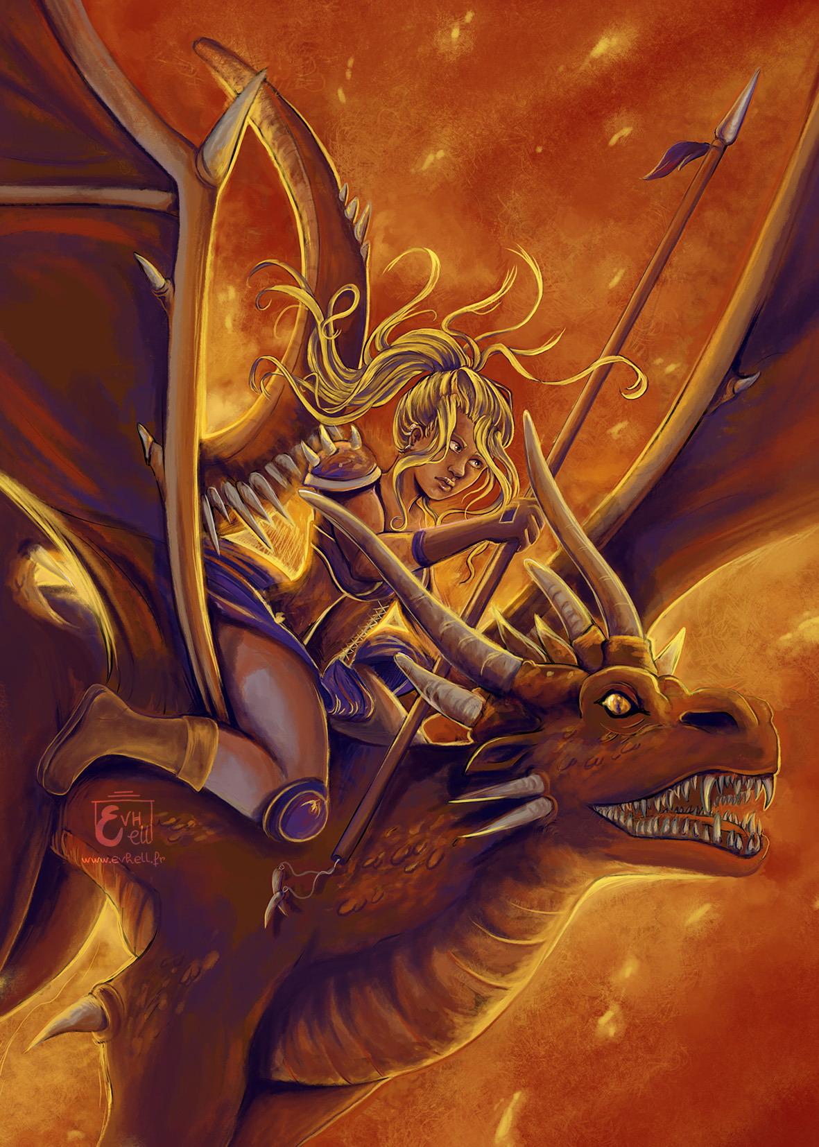 Valkyrie chevauchant un dragon