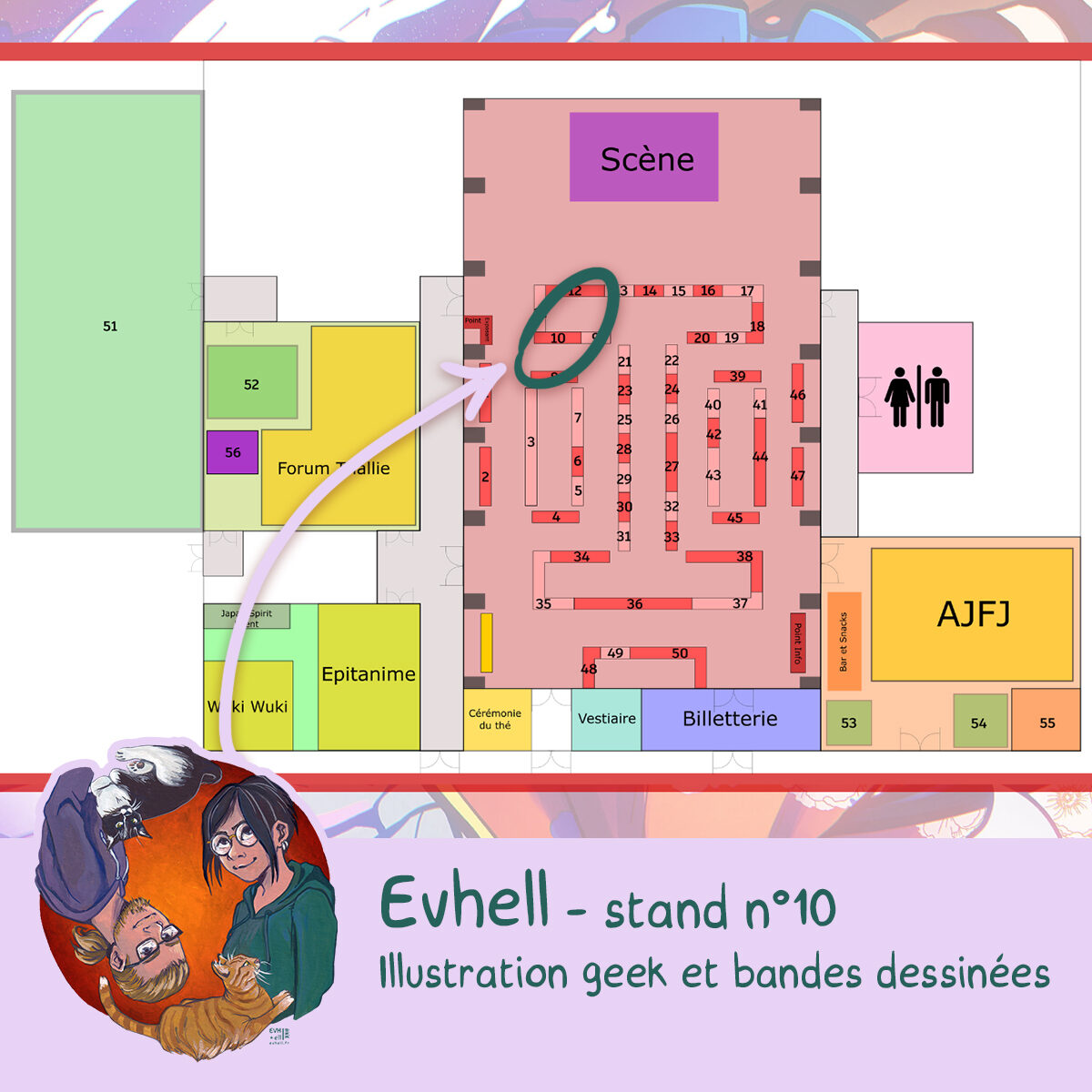 Plan Japanantes - Evhell stand n°10