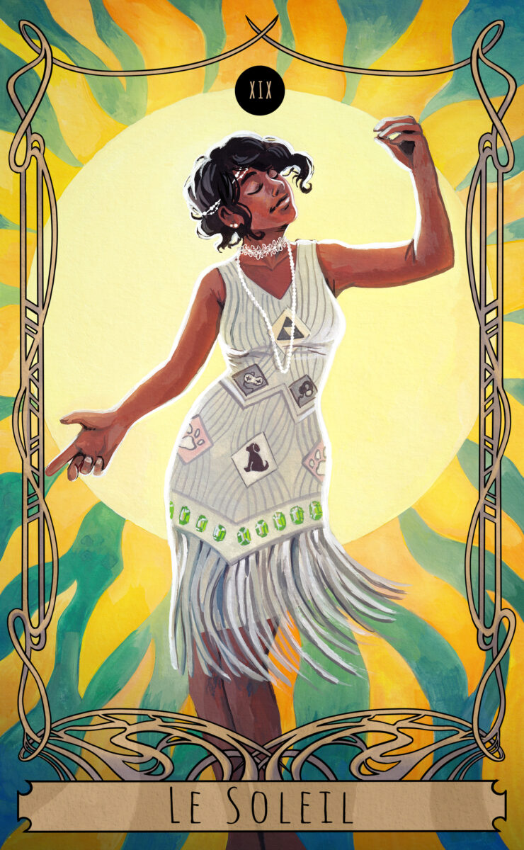 Carte de Tarot : le soleil inspiration art déco